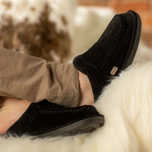 Natural Fashion Oliver Suede Men Slippers | 1-Piece | Black | 8 - Picture 1 of 4